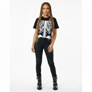 New Glow In The Dark Skeleton Tee Bone Body Structure